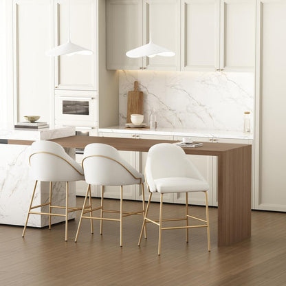 Manhattan Comfort - Gracie Leatherette Counter Stool with Steel Legs in White and Gold - Set of 3 - 3-CS019-GWH veiw 8