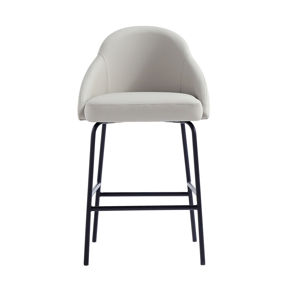 Manhattan Comfort - Gracie Leatherette Counter Stool with Steel Legs in Stone and Black - CS019-BST veiw 1