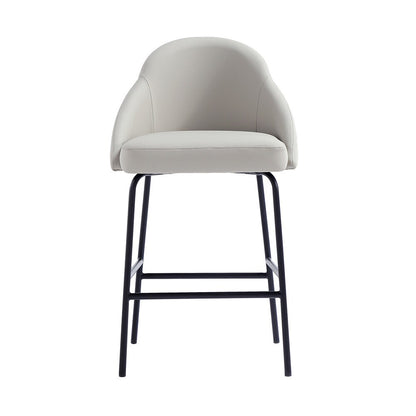 Manhattan Comfort - Gracie Leatherette Counter Stool with Steel Legs in Stone and Black - CS019-BST veiw 1