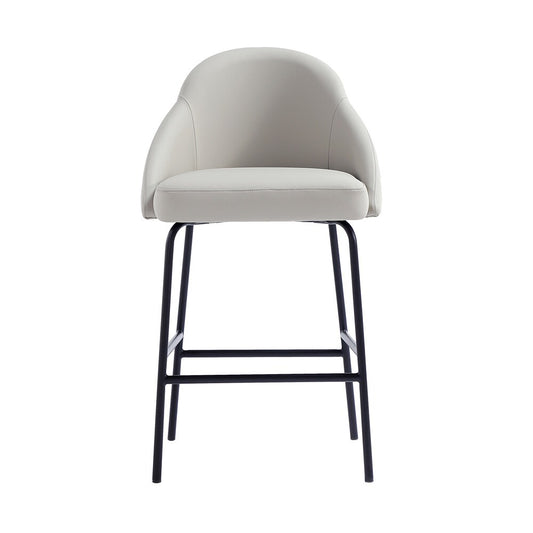Manhattan Comfort - Gracie Leatherette Counter Stool with Steel Legs in Stone and Black - CS019-BST veiw 1