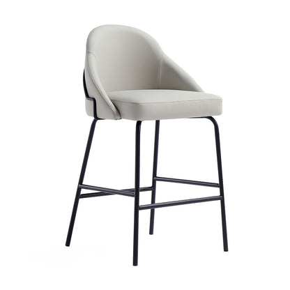 Manhattan Comfort - Gracie Leatherette Counter Stool with Steel Legs in Stone and Black - CS019-BST veiw 2
