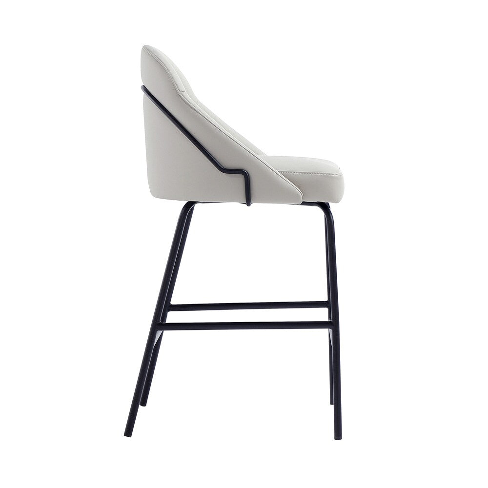 Manhattan Comfort - Gracie Leatherette Counter Stool with Steel Legs in Stone and Black - CS019-BST veiw 3