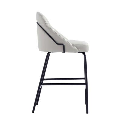 Manhattan Comfort - Gracie Leatherette Counter Stool with Steel Legs in Stone and Black - CS019-BST veiw 3