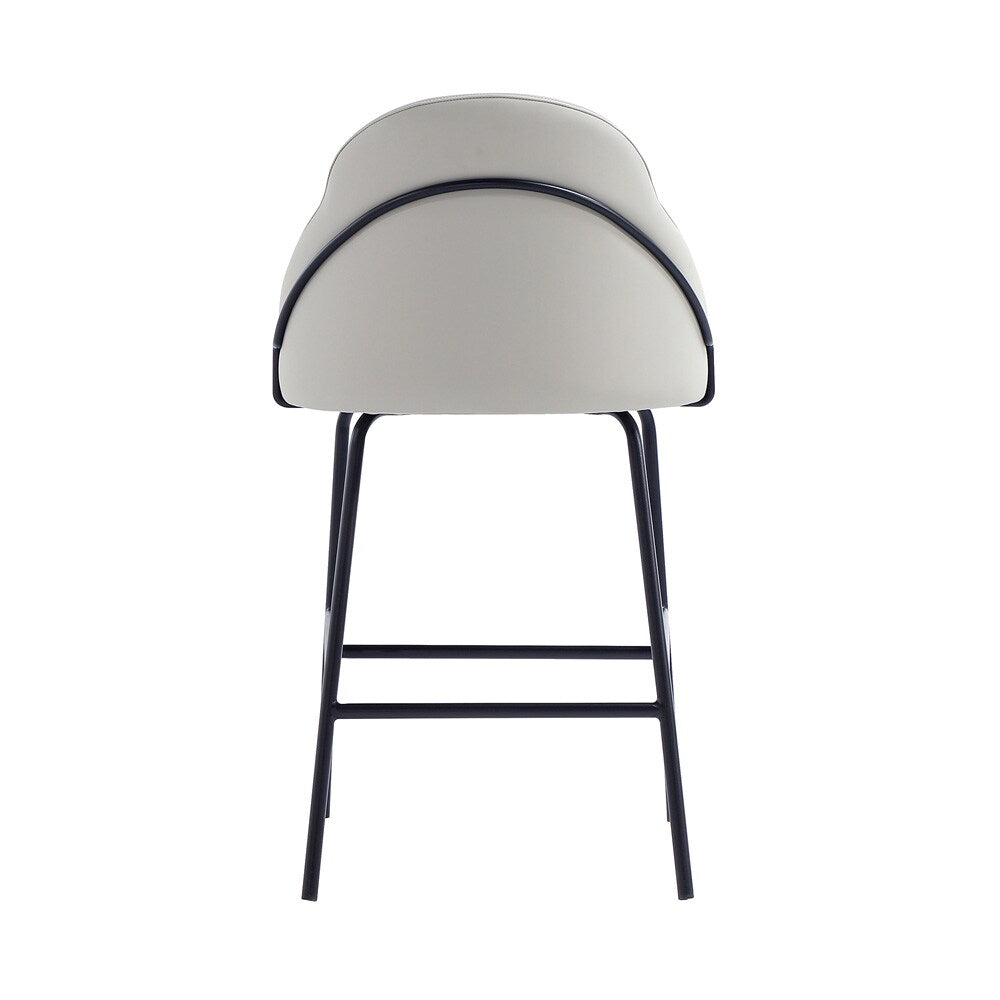 Manhattan Comfort - Gracie Leatherette Counter Stool with Steel Legs in Stone and Black - CS019-BST veiw 4