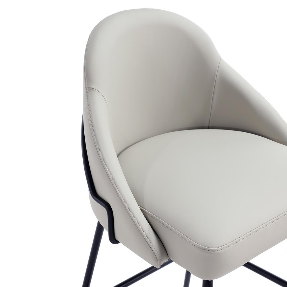Manhattan Comfort - Gracie Leatherette Counter Stool with Steel Legs in Stone and Black - CS019-BST veiw 7