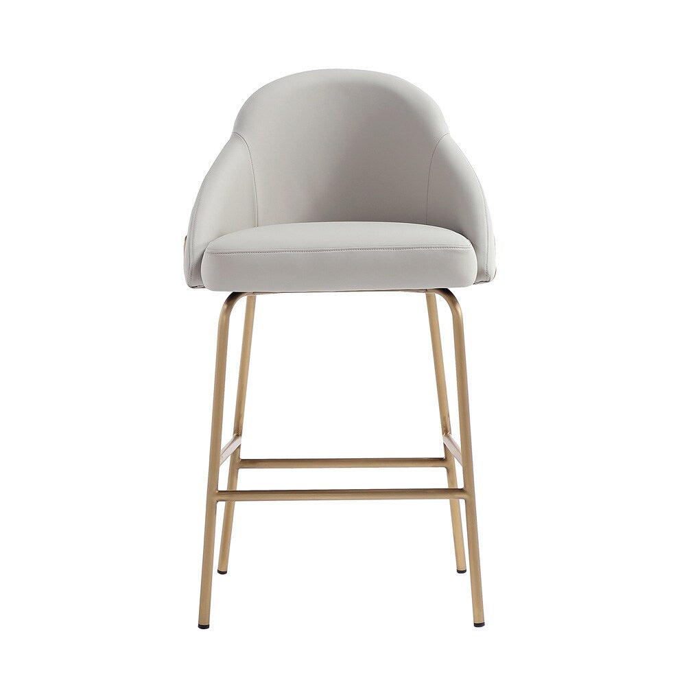 Manhattan Comfort - Gracie Leatherette Counter Stool with Steel Legs in Stone and Gold - CS019-GST veiw 1
