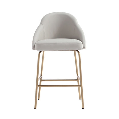 Manhattan Comfort - Gracie Leatherette Counter Stool with Steel Legs in Stone and Gold - CS019-GST veiw 1