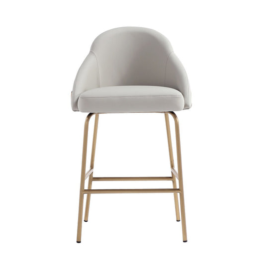 Manhattan Comfort - Gracie Leatherette Counter Stool with Steel Legs in Stone and Gold - CS019-GST veiw 1