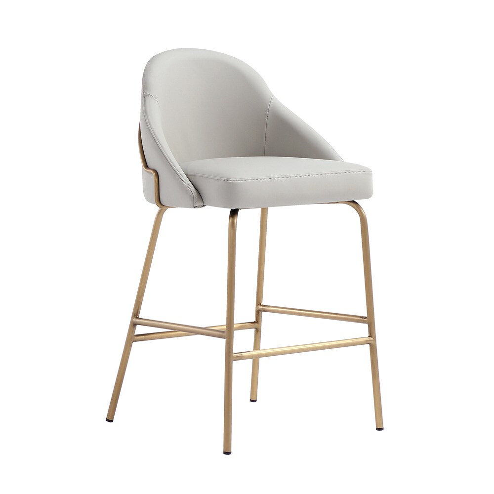 Manhattan Comfort - Gracie Leatherette Counter Stool with Steel Legs in Stone and Gold - CS019-GST veiw 2