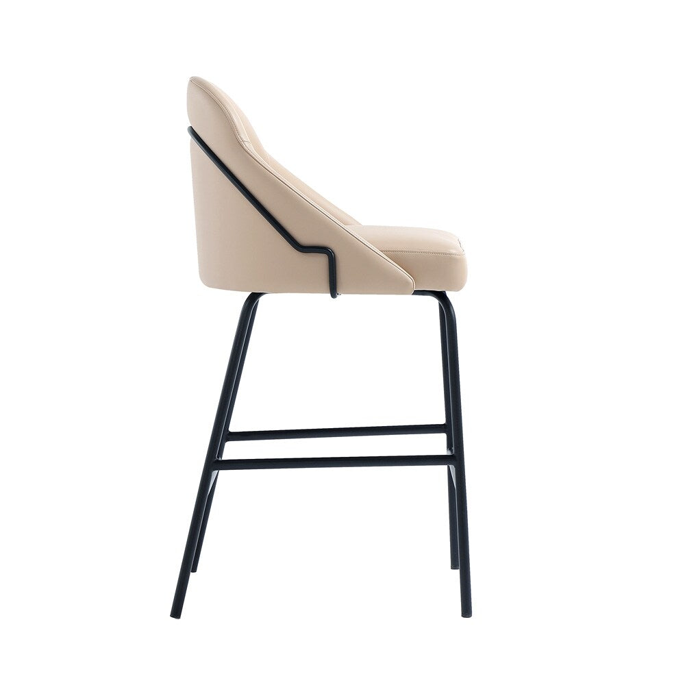 Manhattan Comfort - Gracie Leatherette Counter Stool with Steel Legs in Tan and Black - CS019-BTN veiw 3