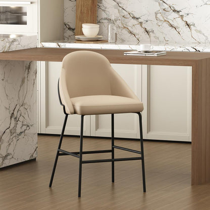 Manhattan Comfort - Gracie Leatherette Counter Stool with Steel Legs in Tan and Black - CS019-BTN veiw 8