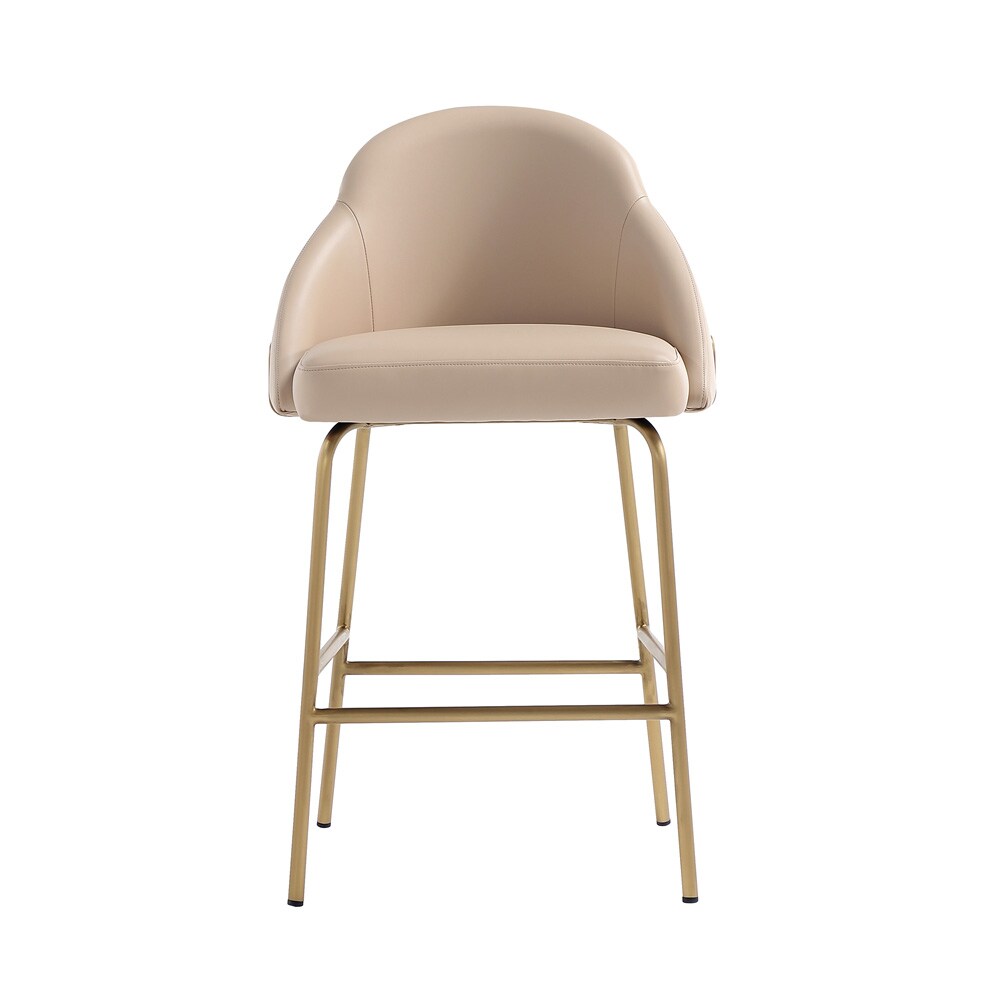 Manhattan Comfort - Gracie Leatherette Counter Stool with Steel Legs in Tan and Gold - CS019-GTN veiw 1