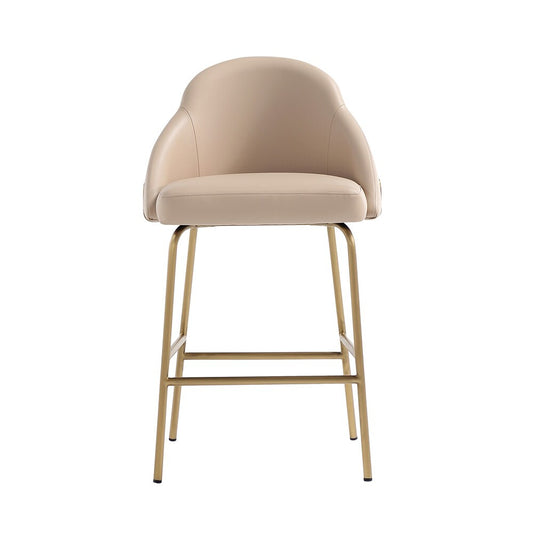 Manhattan Comfort - Gracie Leatherette Counter Stool with Steel Legs in Tan and Gold - CS019-GTN veiw 1