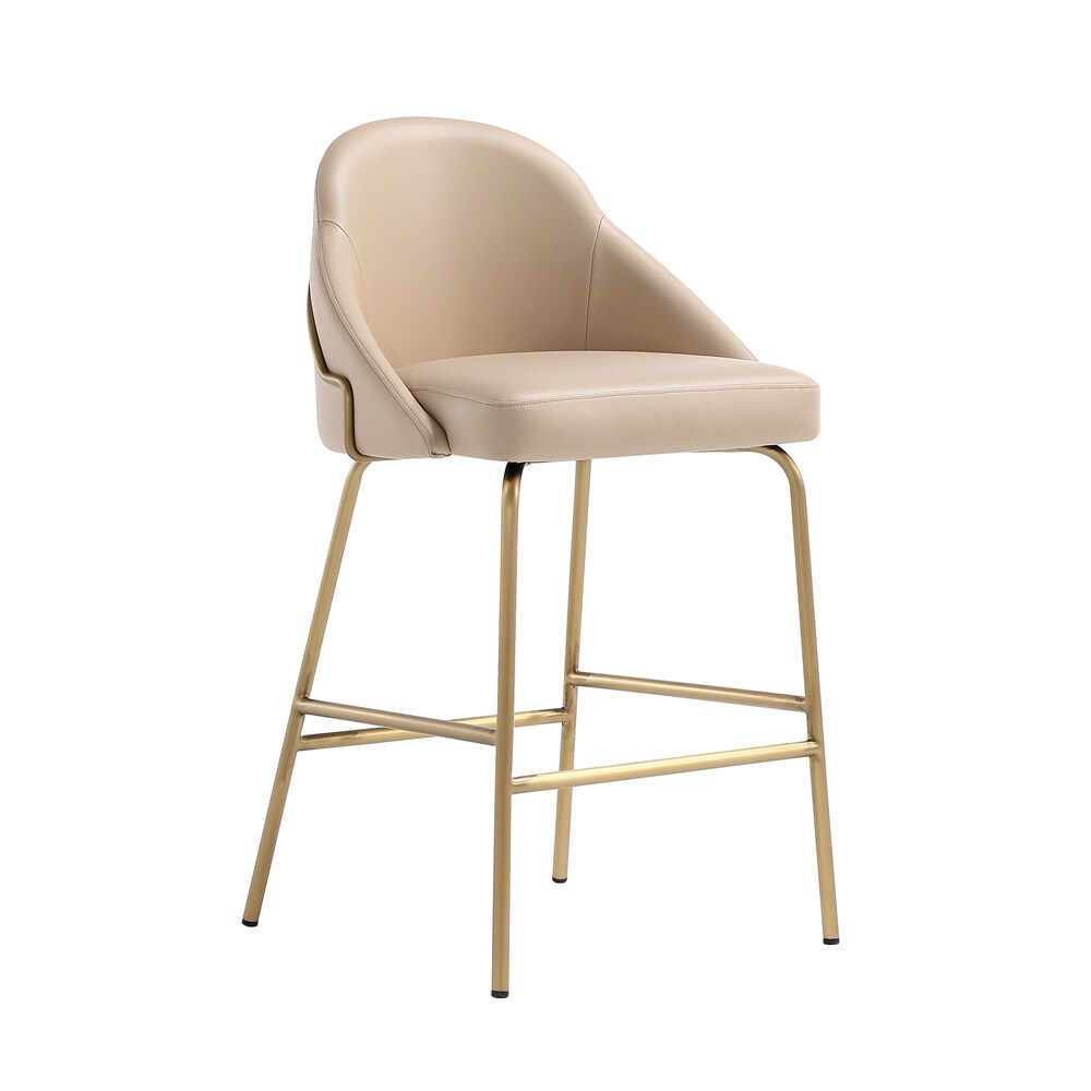 Manhattan Comfort - Gracie Leatherette Counter Stool with Steel Legs in Tan and Gold - CS019-GTN veiw 2