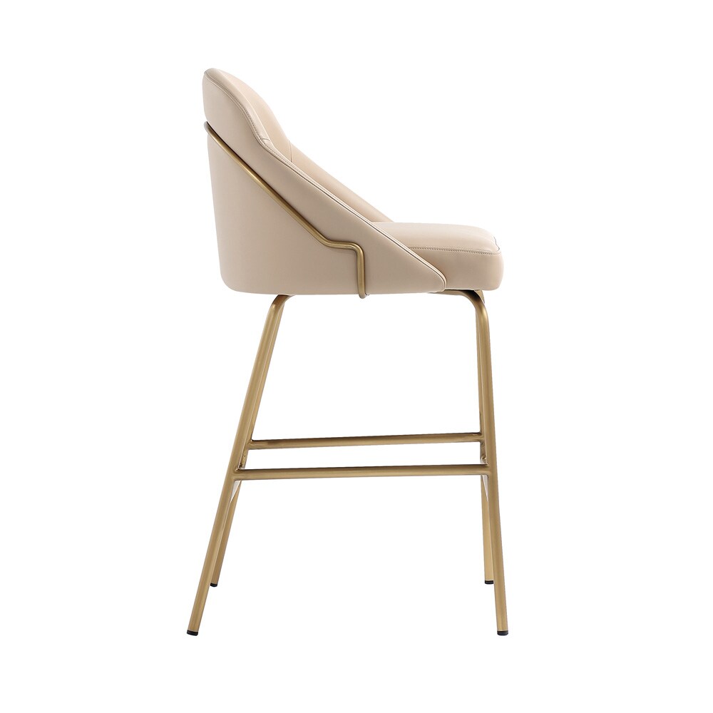 Manhattan Comfort - Gracie Leatherette Counter Stool with Steel Legs in Tan and Gold - CS019-GTN veiw 3