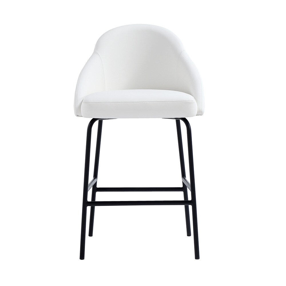 Manhattan Comfort - Gracie Leatherette Counter Stool with Steel Legs in White and Black - CS019-BWH veiw 1