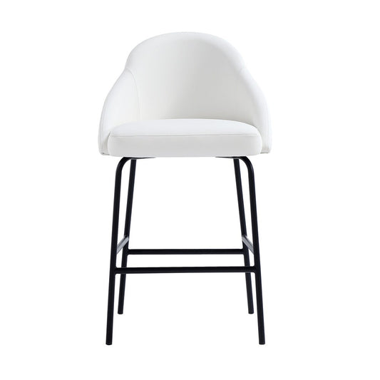 Manhattan Comfort - Gracie Leatherette Counter Stool with Steel Legs in White and Black - CS019-BWH veiw 1