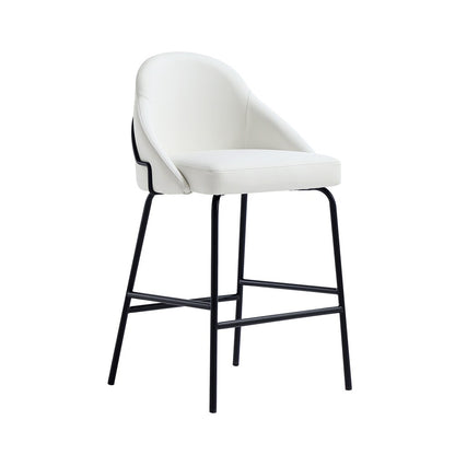Manhattan Comfort - Gracie Leatherette Counter Stool with Steel Legs in White and Black - CS019-BWH veiw 2