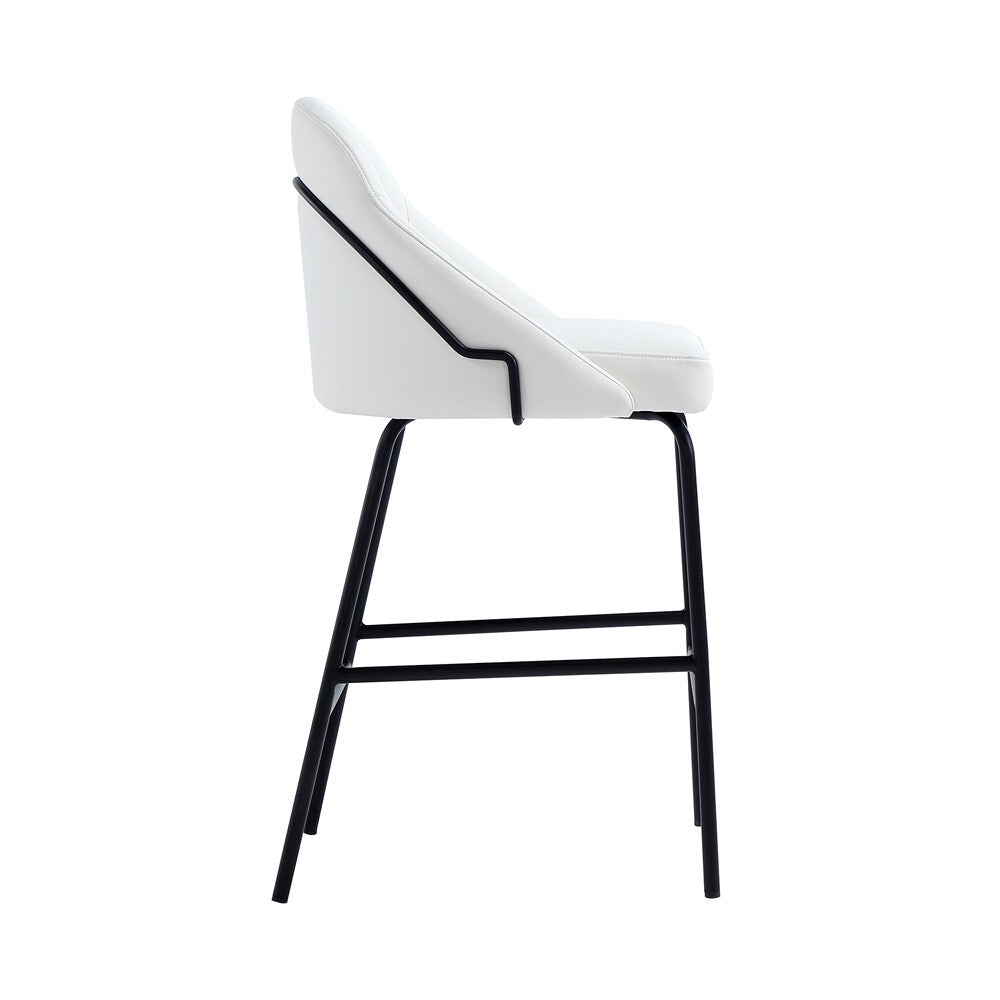 Manhattan Comfort - Gracie Leatherette Counter Stool with Steel Legs in White and Black - CS019-BWH veiw 3