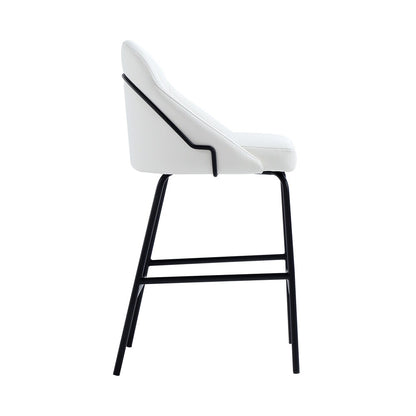 Manhattan Comfort - Gracie Leatherette Counter Stool with Steel Legs in White and Black - CS019-BWH veiw 3