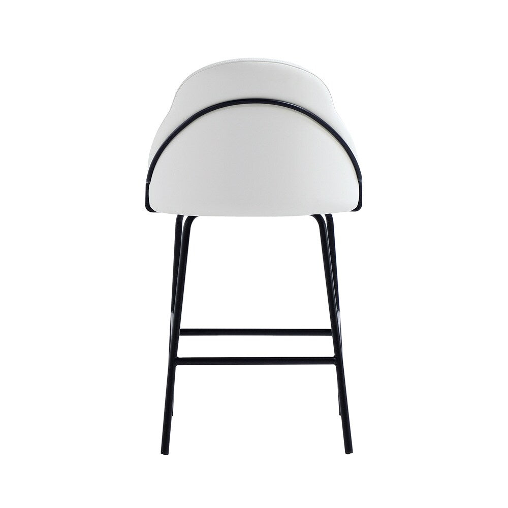Manhattan Comfort - Gracie Leatherette Counter Stool with Steel Legs in White and Black - CS019-BWH veiw 4