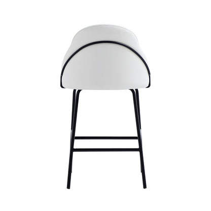 Manhattan Comfort - Gracie Leatherette Counter Stool with Steel Legs in White and Black - CS019-BWH veiw 4
