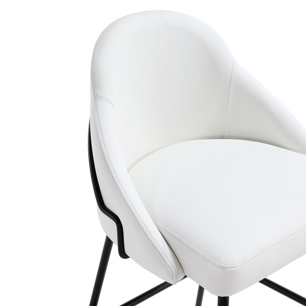 Manhattan Comfort - Gracie Leatherette Counter Stool with Steel Legs in White and Black - CS019-BWH veiw 7