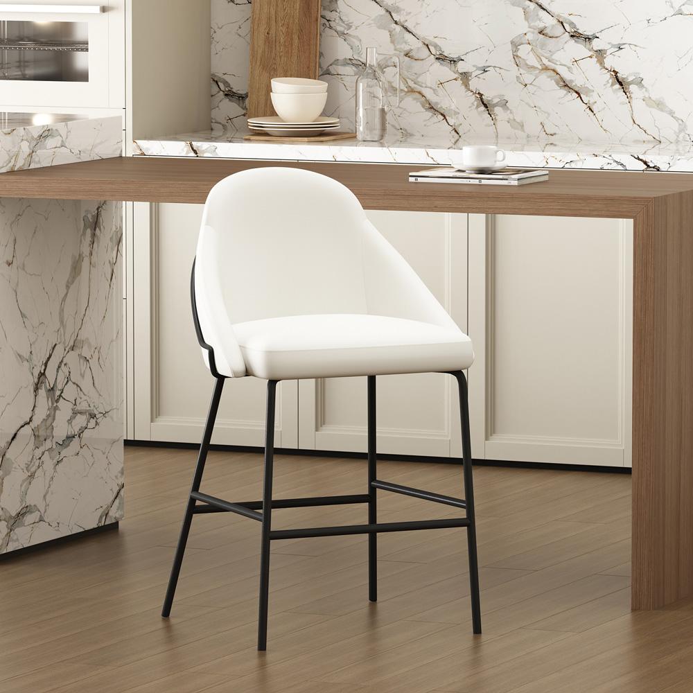 Manhattan Comfort - Gracie Leatherette Counter Stool with Steel Legs in White and Black - CS019-BWH veiw 8