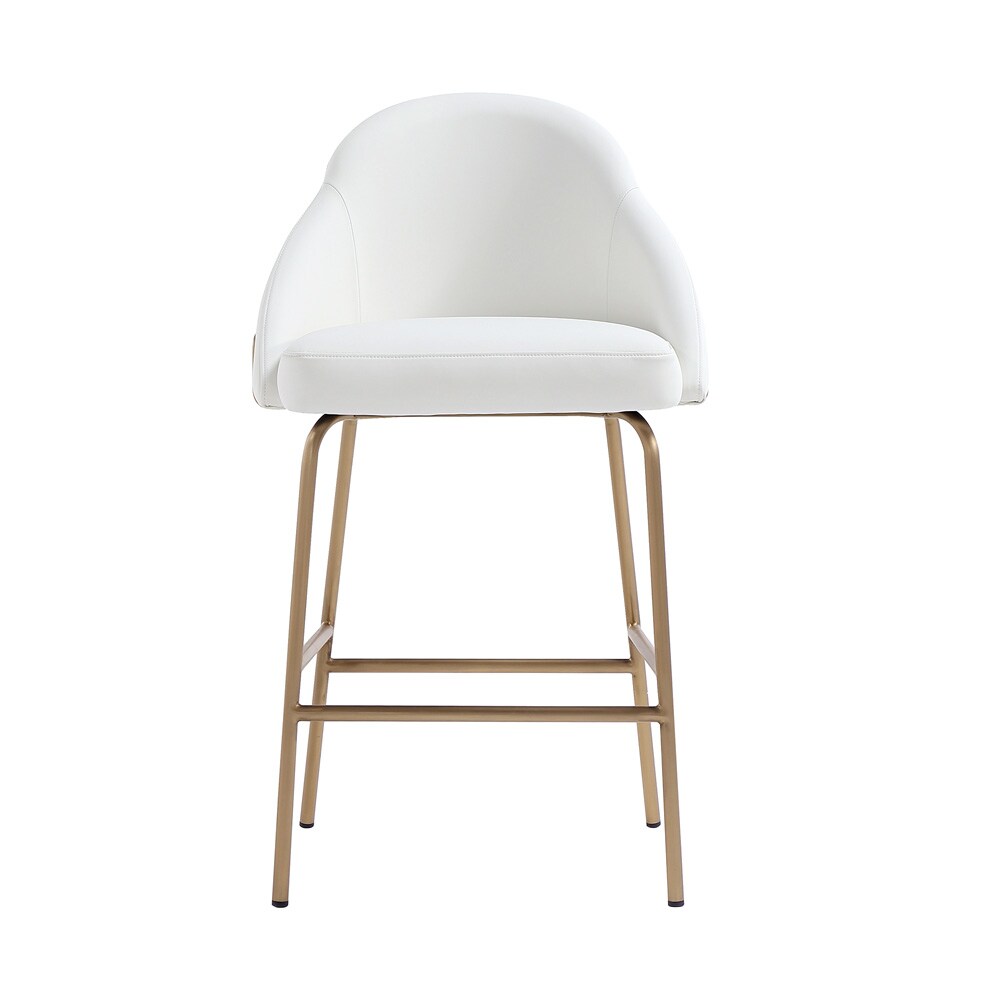 Manhattan Comfort - Gracie Leatherette Counter Stool with Steel Legs in White and Gold - CS019-GWH veiw 1