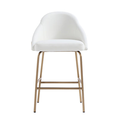 Manhattan Comfort - Gracie Leatherette Counter Stool with Steel Legs in White and Gold - CS019-GWH veiw 1