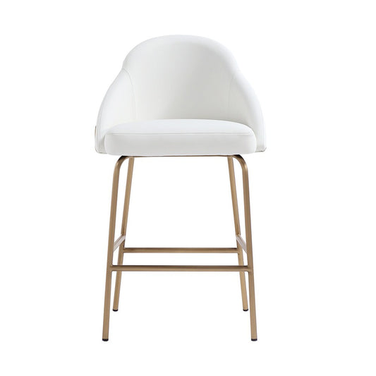 Manhattan Comfort - Gracie Leatherette Counter Stool with Steel Legs in White and Gold - CS019-GWH veiw 1