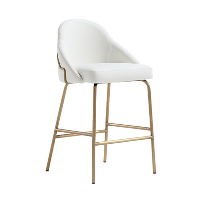 Manhattan Comfort - Gracie Leatherette Counter Stool with Steel Legs in White and Gold - CS019-GWH veiw 2