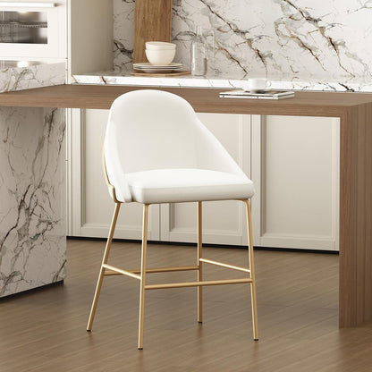 Manhattan Comfort - Gracie Leatherette Counter Stool with Steel Legs in White and Gold - CS019-GWH veiw 8