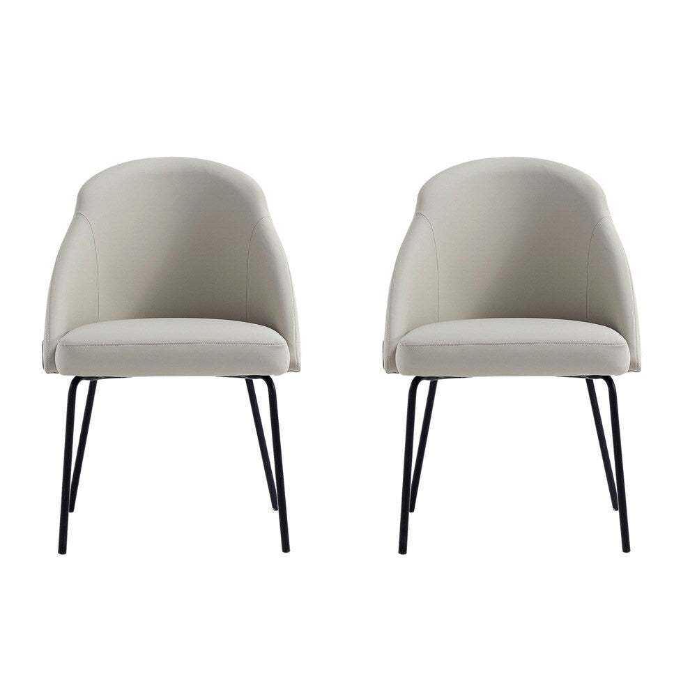Manhattan Comfort - Gracie Leatherette Dining Chair with Steel Legs in Stone and Black - Set of 2 - 2-DC100-BST veiw 1