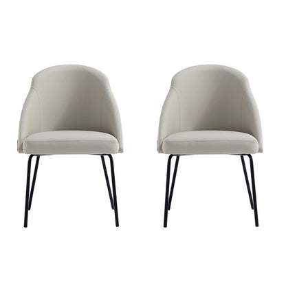 Manhattan Comfort - Gracie Leatherette Dining Chair with Steel Legs in Stone and Black - Set of 2 - 2-DC100-BST veiw 1