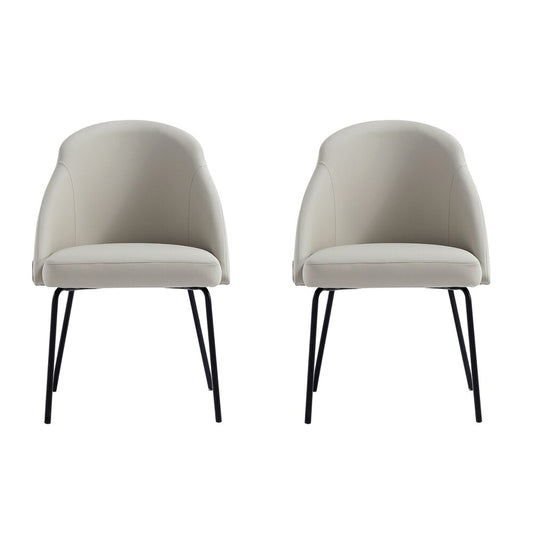 Manhattan Comfort - Gracie Leatherette Dining Chair with Steel Legs in Stone and Black - Set of 2 - 2-DC100-BST veiw 1