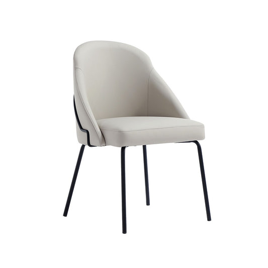 Manhattan Comfort - Gracie Leatherette Dining Chair with Steel Legs in Stone and Black - Set of 2 - 2-DC100-BST veiw 2