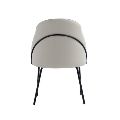 Manhattan Comfort - Gracie Leatherette Dining Chair with Steel Legs in Stone and Black - Set of 2 - 2-DC100-BST veiw 4