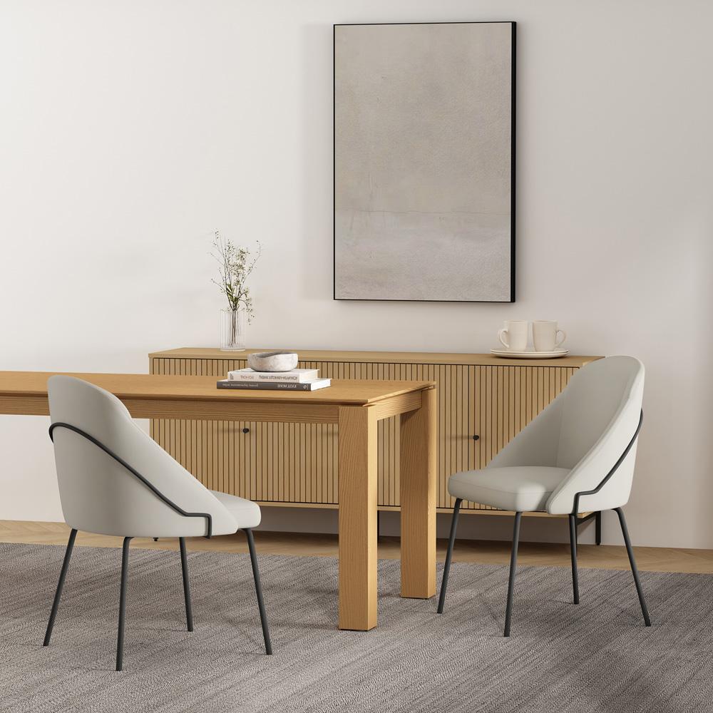 Manhattan Comfort - Gracie Leatherette Dining Chair with Steel Legs in Stone and Black - Set of 2 - 2-DC100-BST veiw 8