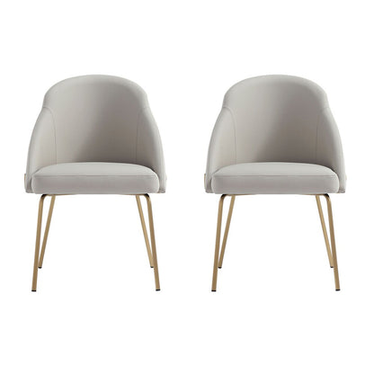 Manhattan Comfort - Gracie Leatherette Dining Chair with Steel Legs in Stone and Gold - Set of 2 - 2-DC100-GST veiw 1