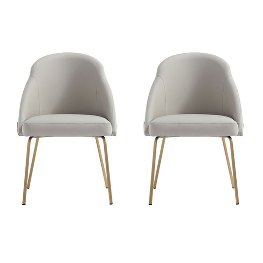 Manhattan Comfort - Gracie Leatherette Dining Chair with Steel Legs in Stone and Gold - Set of 2 - 2-DC100-GST veiw 1