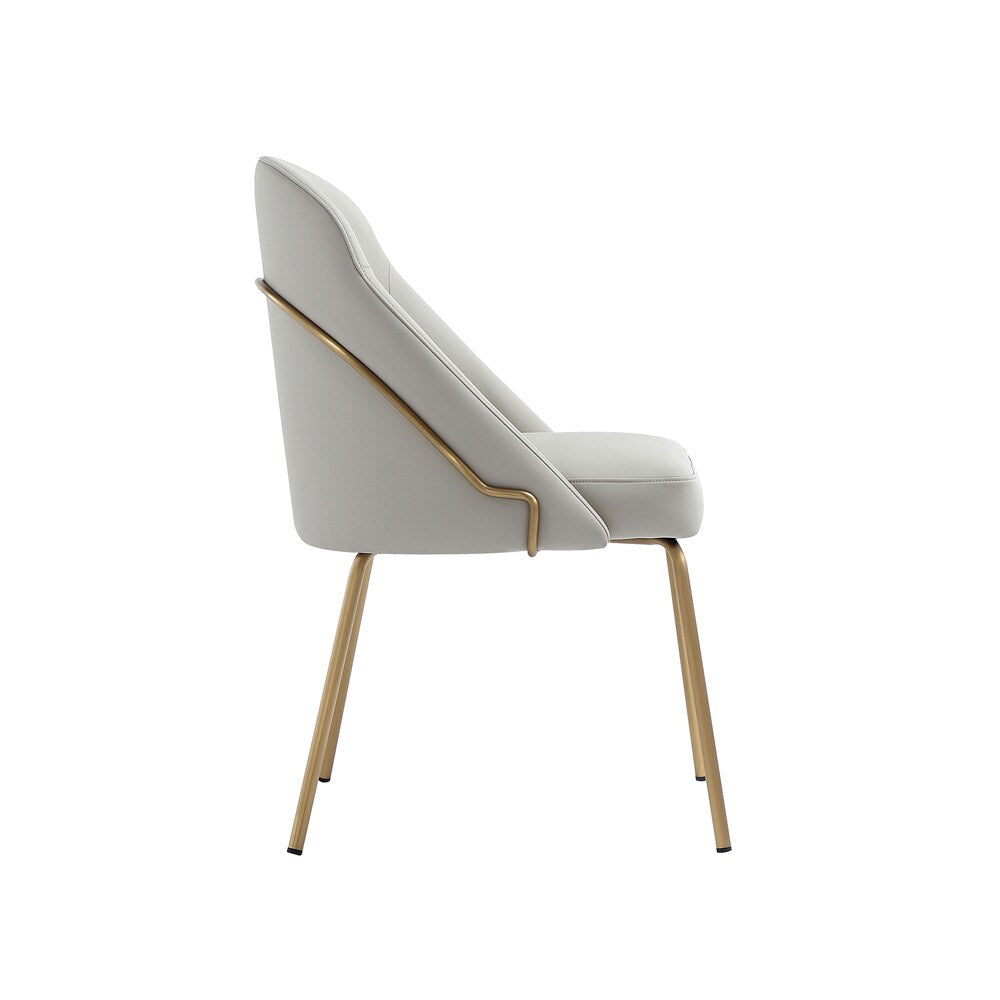 Manhattan Comfort - Gracie Leatherette Dining Chair with Steel Legs in Stone and Gold - Set of 2 - 2-DC100-GST veiw 3