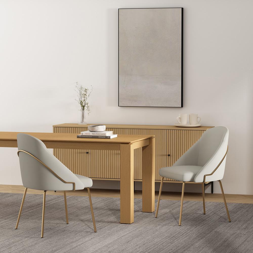 Manhattan Comfort - Gracie Leatherette Dining Chair with Steel Legs in Stone and Gold - Set of 2 - 2-DC100-GST veiw 8
