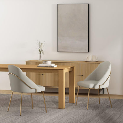 Manhattan Comfort - Gracie Leatherette Dining Chair with Steel Legs in Stone and Gold - Set of 2 - 2-DC100-GST veiw 8