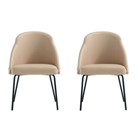 Manhattan Comfort - Gracie Leatherette Dining Chair with Steel Legs in Tan and Black - Set of 2 - 2-DC100-BTN veiw 1