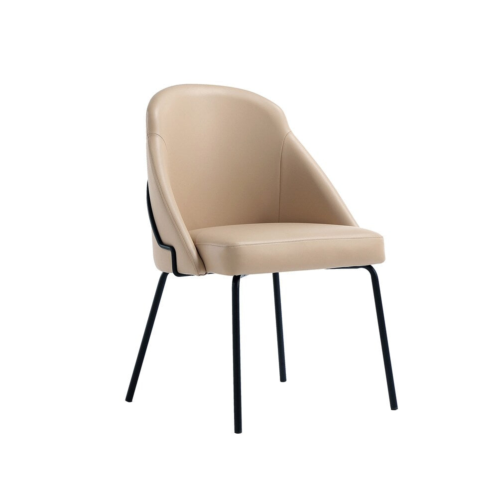 Manhattan Comfort - Gracie Leatherette Dining Chair with Steel Legs in Tan and Black - Set of 2 - 2-DC100-BTN veiw 2