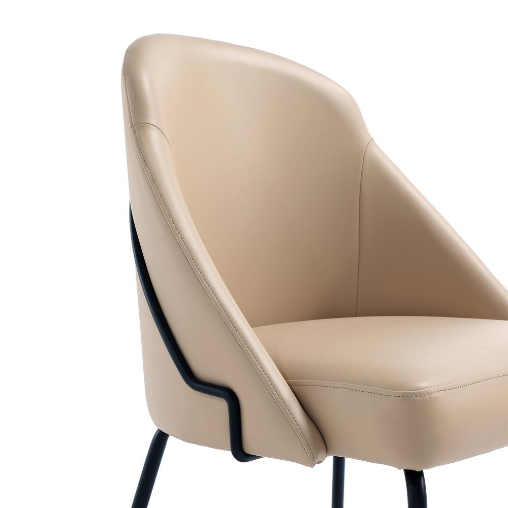 Manhattan Comfort - Gracie Leatherette Dining Chair with Steel Legs in Tan and Black - Set of 2 - 2-DC100-BTN veiw 7
