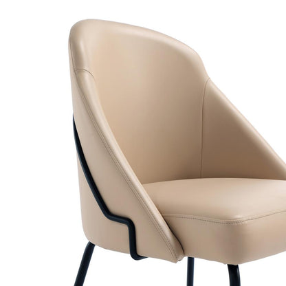 Manhattan Comfort - Gracie Leatherette Dining Chair with Steel Legs in Tan and Black - Set of 2 - 2-DC100-BTN veiw 7
