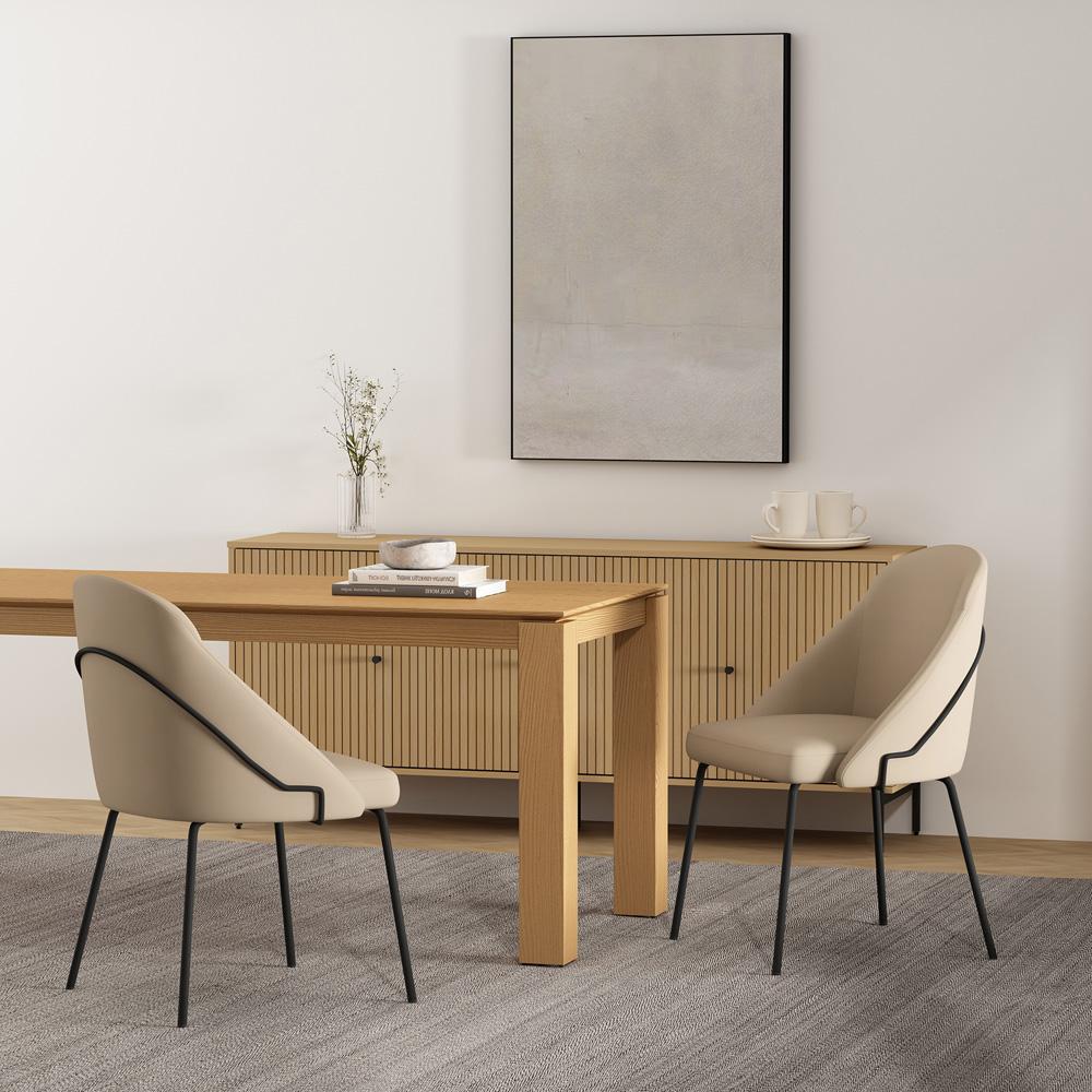 Manhattan Comfort - Gracie Leatherette Dining Chair with Steel Legs in Tan and Black - Set of 2 - 2-DC100-BTN veiw 8