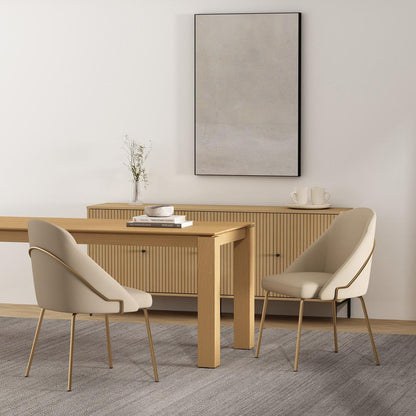 Manhattan Comfort - Gracie Leatherette Dining Chair with Steel Legs in Tan and Gold - Set of 2 - 2-DC100-GTN veiw 8